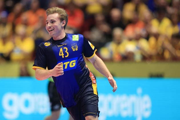 MALMÖ, SWEDEN 20260119 Swedens Albin Lagergren during the European Handball Championship Group E match between Georgia and Sweden in Malmö Arena, Malmö, Sweden, January 19, 2026 MALMÖ SWEDEN x10600x  Copyright: xAndreasxHillergren TTx HANDBOLLS-EM 2026 GEORGIEN - SVERIGE