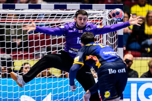 260119 Goalkeeper Zurab Tsintsadze of Georgia during the EHF European Handball Championship preliminary round match between Georgia and Sweden on January 19, 2026 in Malmö Photo Petter Arvidson BILDBYRAN kod PA PA1125 handball handball handball handballs em 2026 georgien sverige sweden ehf european handball championship georgia bbeng  Copyright: PETTERxARVIDSON BB260119PA236