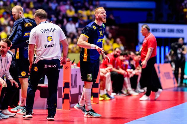 260119 Jim Gottfridsson of Sweden during the EHF European Handball Championship preliminary round match between Georgia and Sweden on January 19, 2026 in Malmö Photo Petter Arvidson BILDBYRAN kod PA PA1125 handball handball handball handballs em 2026 georgia sverige sweden ehf european handball championship georgia bbeng  Copyright: PETTERxARVIDSON BB260119PA237
