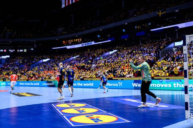 260119 Goalkeeper Andreas Palicka of Sweden celebrates during the EHF European Handball Championship preliminary round match between Georgia and Sweden on January 19, 2026 in Malmö Photo Petter Arvidson BILDBYRAN kod PA PA1125 handball handball handball handballs em 2026 georgia sverige sweden ehf european handball championship georgia bbeng jubel  Copyright: PETTERxARVIDSON BB260119PA239