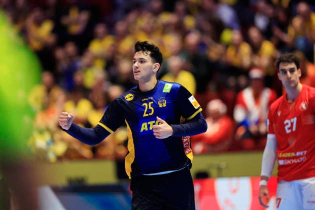 MALMÖ, SWEDEN 20260119 Swedens Nikola RoganoviÄ‡ during the European Handball Championship Group E match between Georgia and Sweden in Malmö Arena, Malmö, Sweden, January 19, 2026 MALMÖ SWEDEN x10600x  Copyright: xAndreasxHillergren TTx HANDBOLLS-EM 2026 GEORGIEN - SVERIGE
