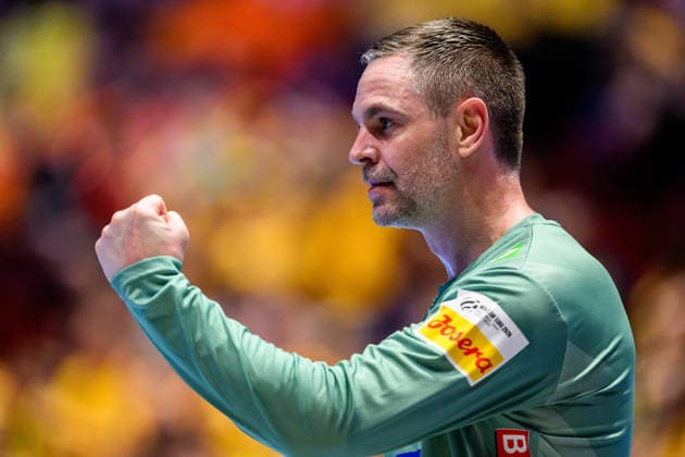 260119 Goalkeeper Andreas Palicka of Sweden celebrates during the EHF European Handball Championship preliminary round match between Georgia and Sweden on January 19, 2026 in Malmö Photo Petter Arvidson BILDBYRAN kod PA PA1125 handball handball handball handballs em 2026 georgia sverige sweden ehf european handball championship georgia bbeng jubel  Copyright: PETTERxARVIDSON BB260119PA250