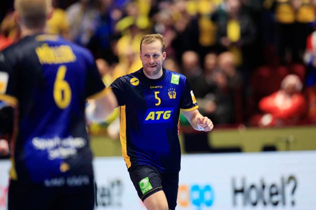 MALMÖ, SWEDEN 20260119 Swedens Max Darj during the European Handball Championship Group E match between Georgia and Sweden in Malmö Arena, Malmö, Sweden, January 19, 2026 MALMÖ SWEDEN x10600x  Copyright: xAndreasxHillergren TTx HANDBOLLS-EM 2026 GEORGIEN - SVERIGE