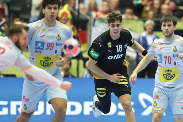 Germany Spain, EHF Handball European Championship 2026 Julian Köster Germany, 18 Handball EHF European Championship, international match between Germany and Spain on January 19, 2026 in Herning Denmark , Herning Denmark Jyske Bank Boxen