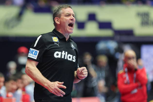 Germany Spain, EHF Handball European Championship 2026 Coach Alfred Gislason Germany Handball EHF European Championship, International match between Germany and Spain on January 19, 2026 in Herning Denmark , Herning Denmark Jyske Bank Boxen