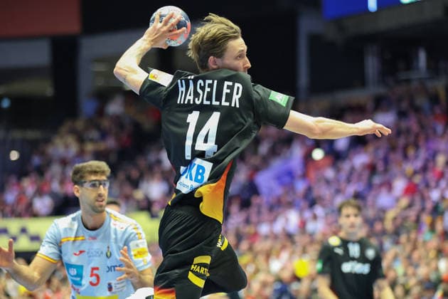 Germany Spain, EHF European Handball Championship 2026 Mathis Häseler Germany, 14 Handball EHF European Championship, international match between Germany and Spain on January 19, 2026 in Herning Denmark , Herning Denmark Jyske Bank Boxen