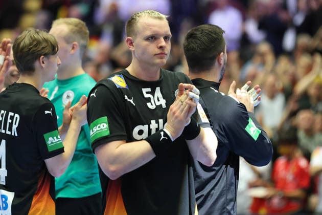 Germany Spain, EHF Handball European Championship 2026 Justus Fischer Germany, 54 Handball EHF European Championship, International match between Germany and Spain on January 19, 2026 in Herning Denmark , Herning Denmark Jyske Bank Boxen