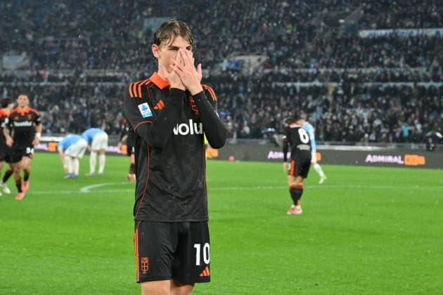 19th January 2026, Stadio Olimpico, Rome, Italy; Italian Serie A Football; Lazio versus Como; Nico Paz of Como 1907 celebrates after scoring goal in the 49th minute for 0-3  AllShotLive