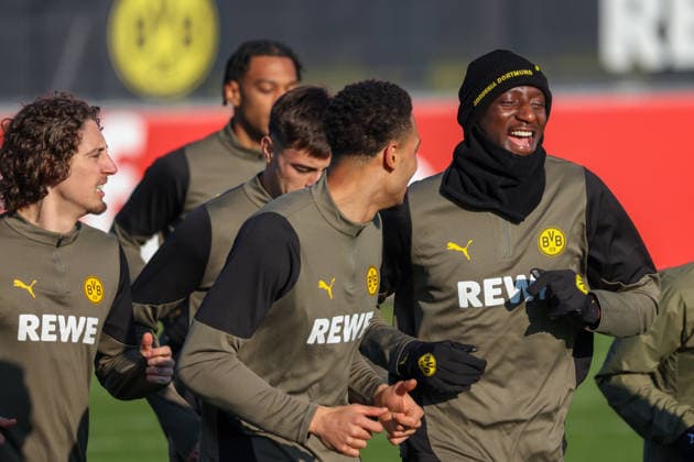Dortmund, Germany 19 January 2026 Champions League 2025 2026 Borussia Dortmund final training In the picture from left Fabio Silva BVB , Felix Nmecha BVB and Serhou Guirassy BVB at the final training in Dortmund before the UCL match against Tottenham Hotspur in London Training ground Hohenbuschei North Rhine-Westphalia Copyright: xFotostandx xFantinix