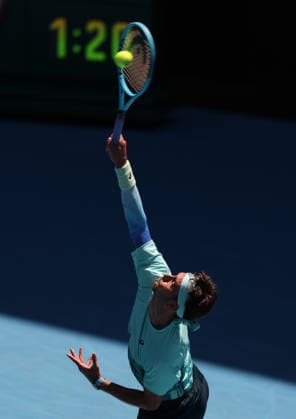 January 20, 2026, Melbourne, Victoria, Australia: LORENZO MUSETTI of Italy during the match against R. Collignon of Belgium in the first round of Australian Open, Melbourne, Australia. Melbourne Australia - ZUMAc278 20260120_zsp_c278_007 Copyright: xMarcinxCholewinskix