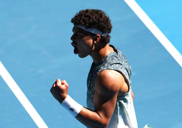 January 20, 2026, Melbourne, Victoria, Australia: BEN SHELTON of USA during the match against U. Humbert of France in the first round of Australian Open, Melbourne, Australia. Ben Shelton won 6:3, 7:6 (7-2), 7:6 Melbourne Australia - ZUMAc278 20260120_zsp_c278_036 Copyright: xMarcinxCholewinskix