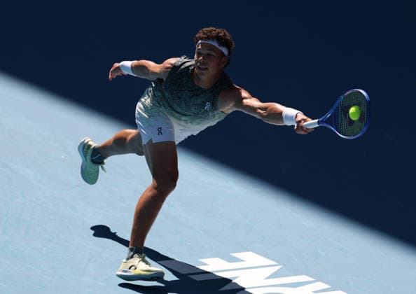 January 20, 2026, Melbourne, Victoria, Australia: BEN SHELTON of USA during the match against U. Humbert of France in the first round of Australian Open, Melbourne, Australia. Ben Shelton won 6:3, 7:6 (7-2), 7:6 Melbourne Australia - ZUMAc278 20260120_zsp_c278_042 Copyright: xMarcinxCholewinskix