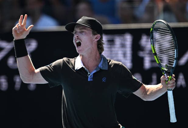 TENNIS AUSTRALIAN OPEN, Dane Sweeny of Australia reacts during the Men™s first round match agains Gael Monfils of France on day 3 of the 2026 Australian Open tennis tournament at Melbourne Park in Melbourne, Tuesday, January 20, 2026. ( NO ARCHIVING MELBOURNE VICTORIA AUSTRALIA  Copyright: xLUKASxCOCHx 20260120197223562077