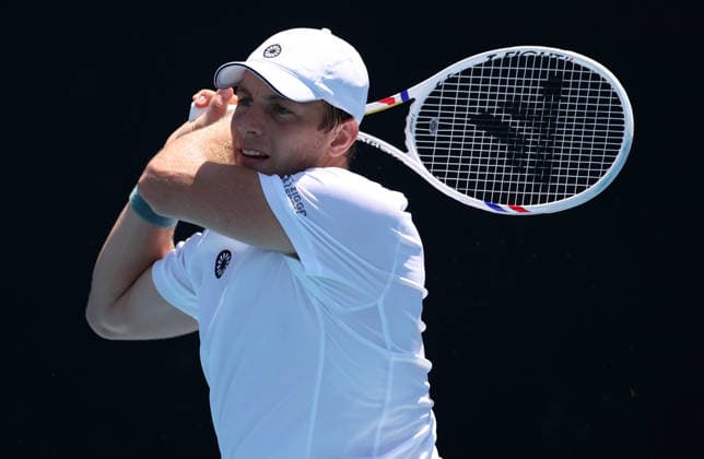 2026-01-20 2026 Australian Open - Day 3 MELBOURNE, AUSTRALIA - JANUARY 20: Tallon Griekspoor of the Netherlands in action during Day 3 of the Australian Open at Melbourne Park on January 19, 2026 in Melbourne, Australia. (Photo by BSR Agency) Melbourne Australia Content not available for redistribution in The Netherlands directly or indirectly through any third parties. Copyright: xBSRxAgencyx