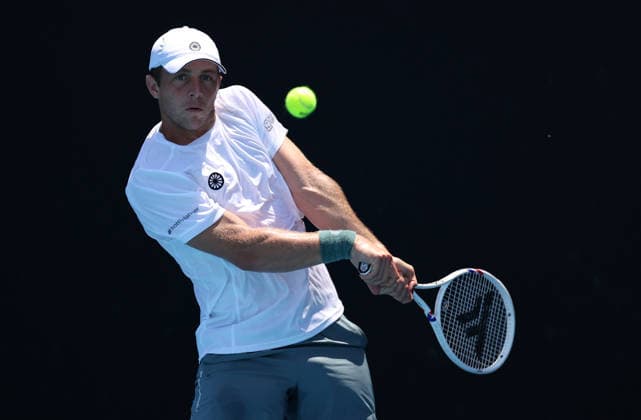 2026-01-20 2026 Australian Open - Day 3 MELBOURNE, AUSTRALIA - JANUARY 20: Tallon Griekspoor of the Netherlands in action during Day 3 of the Australian Open at Melbourne Park on January 19, 2026 in Melbourne, Australia. (Photo by BSR Agency) Melbourne Australia Content not available for redistribution in The Netherlands directly or indirectly through any third parties. Copyright: xBSRxAgencyx