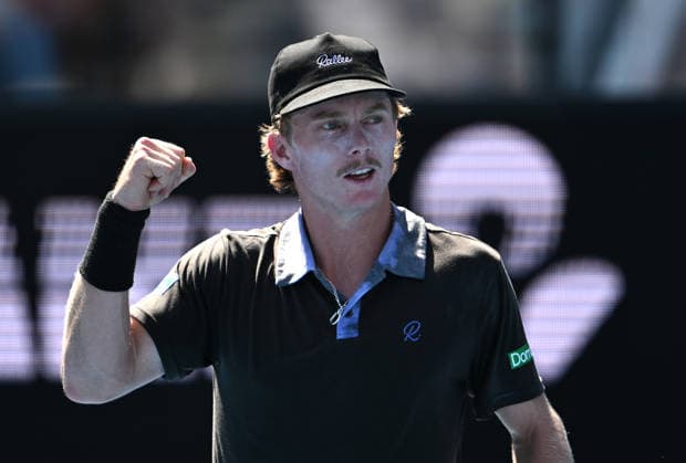 TENNIS AUSTRALIAN OPEN, Dane Sweeny of Australia reacts during the Men™s first round match agains Gael Monfils of France on day 3 of the 2026 Australian Open tennis tournament at Melbourne Park in Melbourne, Tuesday, January 20, 2026. ( NO ARCHIVING MELBOURNE VICTORIA AUSTRALIA  Copyright: xLUKASxCOCHx 20260120144744952572