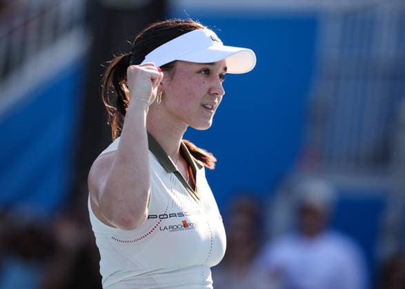 Eva Lys GER makes a fist and cheers, cheers, joy, emotion, Australian Open 2026, Melbourne Park, Melbourne, Victoria, Australia Copyright: xJuergenxHasenkopfx