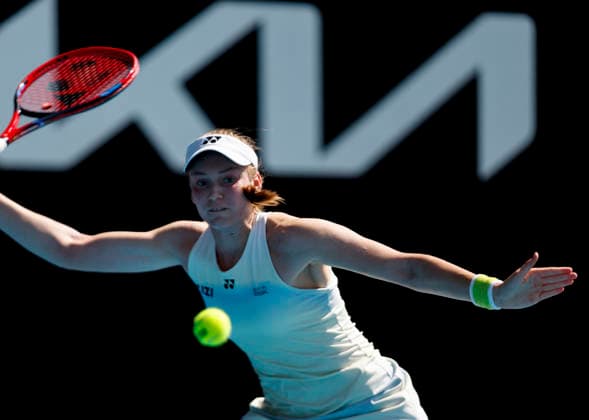 (260120) -- MELBOURNE, Jan. 20, 2026 -- Elena Rybakina of Kazakhstan hits a return during the women s singles 1st round match against Kaja Juvan of Slovenia at the Australian Open tennis tournament in Melbourne, Australia, Jan. 20, 2026. ) (SP)AUSTRALIA-MELBOURNE-TENNIS-AUSTRALIAN OPEN-WOMEN S SINGLES-DAY 3 MaxPing 