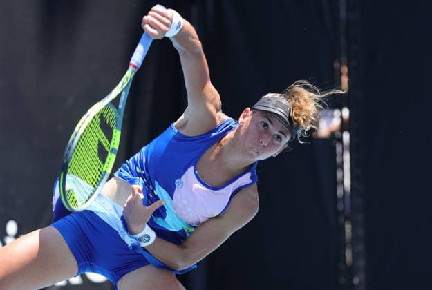 Julia Grabher, AUT, during first round of 2026 Australian Open in Melbourne, 20 01 2026