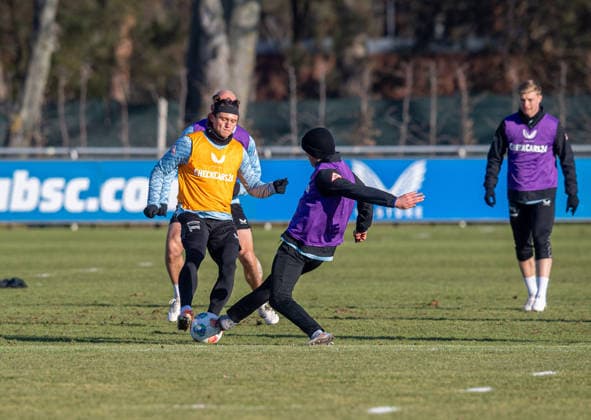 Soccer, Men, Season 2025 26, 2 Bundesliga, Hertha BSC, Training, f l Fabian Reese Hertha BSC , Janne Berner Hertha BSC , Julian Eitschberger Hertha BSC , 20 01 2026, Copyright: xSebastianxRäppold MatthiasxKochx