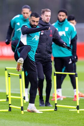 Football - UEFA Champions League - Olympique de Marseille v Liverpool FC - MD-1 LIVERPOOL, ENGLAND - Tuesday, January 20, 2026: Liverpool s Mohamed Salah during a training session at the AXA Training Centre ahead of the UEFA Champions League match between Olympique de Marseille and Liverpool FC. (Photo by Jessica Hornby Propaganda)  Copyright: xDavidxRawcliffex P2026-01-20-LFC-Training-Marseille-11