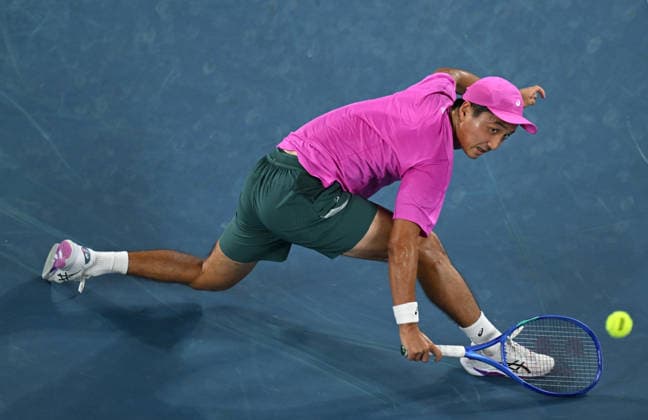 TENNIS AUSTRALIAN OPEN, Shintaro Mochizuki of Japan in action during the Mens 1st round match against Stefanos Tsitsipas of Greece day 3 of the 2026 Australian Open tennis tournament at Melbourne Park in Melbourne, Tuesday, January 20, 2026. ( NO ARCHIVING MELBOURNE VICTORIA AUSTRALIA  Copyright: xLUKASxCOCHx 20260120116100843493