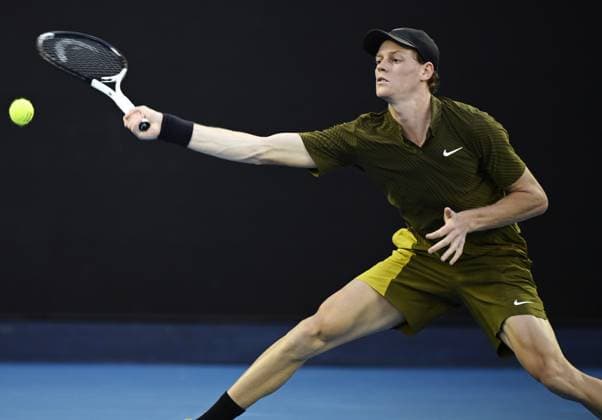 (260120) -- MELBOURNE, Jan. 20, 2026 -- Jannik Sinner hits a return during the men s singles 1st round match between Hugo Gaston of France and Jannik Sinner of Italy at the Australian Open tennis tournament in Melbourne, Australia, Jan. 20, 2026. (Photo by Xinhua) (SP)AUSTRALIA-MELBOURNE-TENNIS-AUSTRALIAN OPEN-MEN S SINGLES-DAY 3 WangxShen 