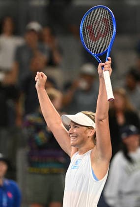 TENNIS AUSTRALIAN OPEN, Maddison Inglis of Australia celebrates winning the Womens 1st round match against Kimberly Birrell of Australia on day 3 of the 2026 Australian Open tennis tournament at Melbourne Park in Melbourne, Tuesday, January 20, 2026. ( NO ARCHIVING MELBOURNE VICTORIA AUSTRALIA  Copyright: xLUKASxCOCHx 20260121165228912159