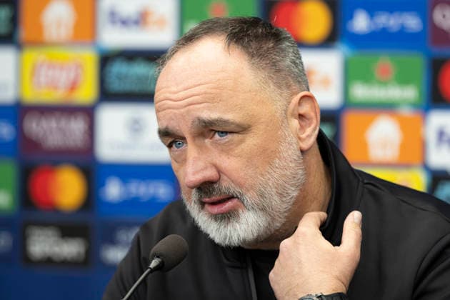 Slavia head coach Jindrich Trpisovsky gives a press conference, PK, Pressekonferenz before the UEFA Champions League, round 7, match SK Slavia Praha vs FC Barcelona, Barca in Prague, Czech Republic, on January 20, 2026. (CTKxPhoto MichalxKamaryt) CTKPhotoP2026012005902  CTKPhotoP2026012005902