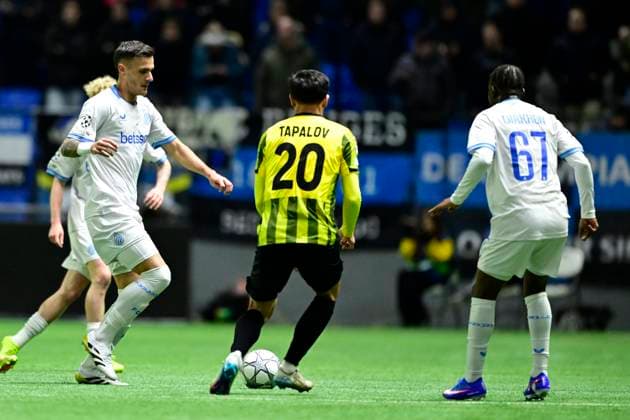 Kairat Almaty v Club Brugge - UEFA Champions League ASTANA, KAZACHSTAN - JANUARY 20 : Stankovic Aleksandar midfielder of Club Brugge, Tapalov Yerkin of Kairat Almaty, Diakhon Mamadou forward of Club Brugge during the UEFA Champions League 2025 26 League Phase MD7 match between Kairat Almaty and Club Brugge on January 20, 2026 in Astana, Kazachstan, 20 01 2026 Astana Kazachstan  Copyright: xJanxDexMeuleneirx