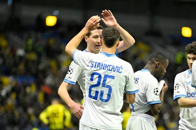 Kairat Almaty v Club Brugge - UEFA Champions League ALMATY, KAZACHSTAN - JANUARY 20 : Stankovic Aleksandar midfielder of Club Brugge celebrates scoring a goal with Vanaken Hans midfielder of Club Brugge during the UEFA Champions League 2025 26 League Phase MD7 match between Kairat Almaty and Club Brugge on January 20, 2026 in Almaty, Kazachstan, 20 01 2026 Almaty Kazachstan  Copyright: xJanxDexMeuleneirx