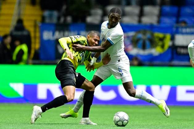 Kairat Almaty v Club Brugge - UEFA Champions League ASTANA, KAZACHSTAN - JANUARY 20 : Edmilson of Kairat Almaty and Ordonez Joel defender of Club Brugge during the UEFA Champions League 2025 26 League Phase MD7 match between Kairat Almaty and Club Brugge on January 20, 2026 in Astana, Kazachstan, 20 01 2026 Astana Kazachstan  Copyright: xJanxDexMeuleneirx