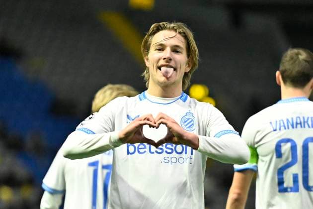 Kairat Almaty v Club Brugge - UEFA Champions League ASTANA, KAZACHSTAN - JANUARY 20 : Vermant Romeo forward of Club Brugge celebrates scoring a goal during the UEFA Champions League 2025 26 League Phase MD7 match between Kairat Almaty and Club Brugge on January 20, 2026 in Astana, Kazachstan, 20 01 2026 Astana Kazachstan  Copyright: xJanxDexMeuleneirx