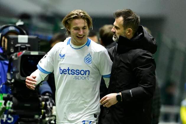 Kairat Almaty v Club Brugge - UEFA Champions League ASTANA, KAZACHSTAN - JANUARY 20 : Vermant Romeo forward of Club Brugge and Leko Ivan head coach of Club Brugge during the UEFA Champions League 2025 26 League Phase MD7 match between Kairat Almaty and Club Brugge on January 20, 2026 in Astana, Kazachstan, 20 01 2026 Astana Kazachstan  Copyright: xJanxDexMeuleneirx