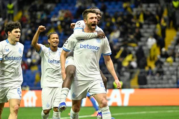 Kairat Almaty v Club Brugge - UEFA Champions League ASTANA, KAZACHSTAN - JANUARY 20 : Mechele Brandon defender of Club Brugge celebrates scoring a goal during the UEFA Champions League 2025 26 League Phase MD7 match between Kairat Almaty and Club Brugge on January 20, 2026 in Astana, Kazachstan, 20 01 2026 Astana Kazachstan  Copyright: xJanxDexMeuleneirx