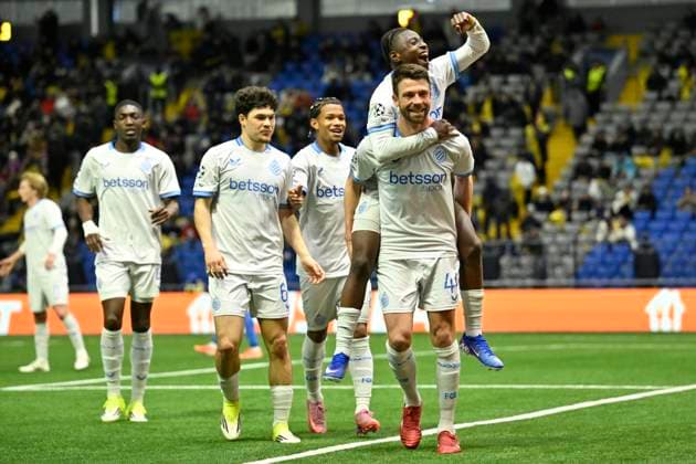 Kairat Almaty v Club Brugge - UEFA Champions League ASTANA, KAZACHSTAN - JANUARY 20 : Mechele Brandon defender of Club Brugge celebrates scoring a goal during the UEFA Champions League 2025 26 League Phase MD7 match between Kairat Almaty and Club Brugge on January 20, 2026 in Astana, Kazachstan, 20 01 2026 Astana Kazachstan  Copyright: xJanxDexMeuleneirx