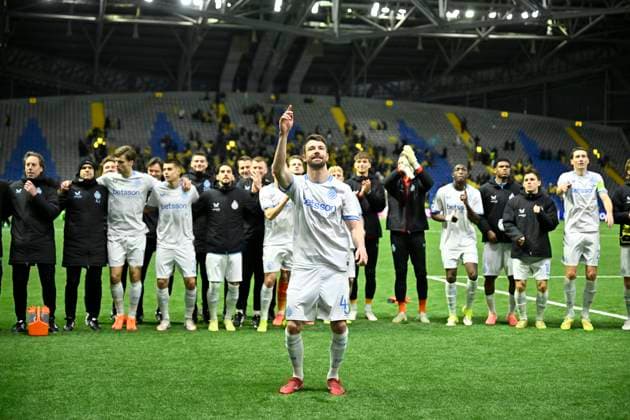 Kairat Almaty v Club Brugge - UEFA Champions League ASTANA, KAZACHSTAN - JANUARY 20 : Mechele Brandon defender of Club Brugge celebrates the victory with teammates after the UEFA Champions League 2025 26 League Phase MD7 match between Kairat Almaty and Club Brugge on January 20, 2026 in Astana, Kazachstan, 20 01 2026 Astana Kazachstan  Copyright: xJanxDexMeuleneirx