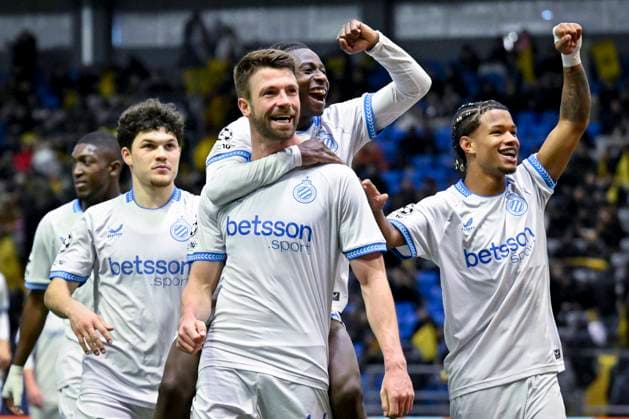 Kairat Almaty v Club Brugge - UEFA Champions League ASTANA, KAZACHSTAN - JANUARY 20 : Mechele Brandon defender of Club Brugge celebrates after scoring with Diakhon Mamadou forward of Club Brugge during the UEFA Champions League 2025 26 League Phase MD7 match between Kairat Almaty and Club Brugge on January 20, 2026 in Astana, Kazachstan, 20 01 2026 Astana Kazachstan  Copyright: xJanxDexMeuleneirx