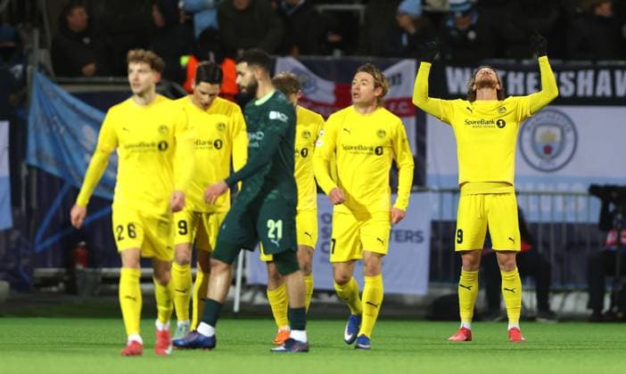 Kasper Hogh of Bodo Glimt celebrates scoring a goal to make the score 2-0 Bodo Glimt v Manchester City, UEFA Champions League, Group Stage, Football, Aspmyra Stadion, Bodo, Norway - 20 Jan 2026Bodo Aspmyra Stadion Norway EDITORIAL USE ONLY No use with unauthorised audio, video, data, fixture lists, club league logos or live services. Online in-match use limited to 120 images, no video emulation. No use in betting, games or single club league player publications. Copyright: xKieranxMcManus Shutterstockx 16348328an