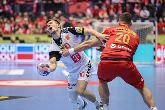 10 Mitev, Marko in action during the match between NORTH MACEDONIA VS ROMANIA, valid for Men s EHF EURO 2026 at Jyske Bank Boxen in Herning on 20 January 2026. Herning Jyske Bank Boxen Herning Denmark Copyright: xIMAGOx xPRIMExSPORTSxIMAGESx xANGELOxMOREIRAx