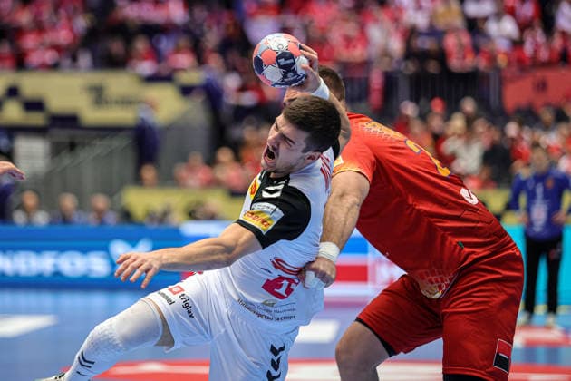 10 Mitev, Marko in action during the match between NORTH MACEDONIA VS ROMANIA, valid for Men s EHF EURO 2026 at Jyske Bank Boxen in Herning on 20 January 2026. Herning Jyske Bank Boxen Herning Denmark Copyright: xIMAGOx xPRIMExSPORTSxIMAGESx xANGELOxMOREIRAx