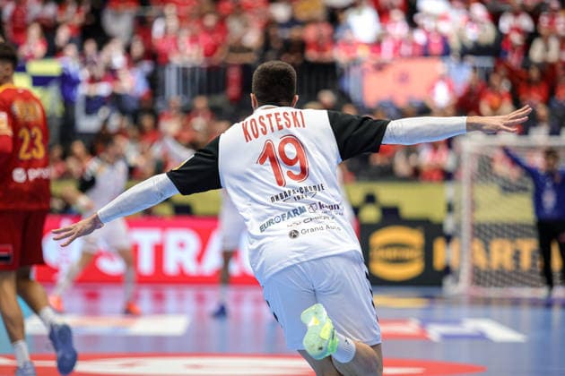 19 Kosteski, Nenad celebrate in the Match between NORTH MACEDONIA VS ROMANIA, valid for Men s EHF EURO 2026 at Jyske Bank Boxen in Herning on 20 January 2026. Herning Jyske Bank Boxen Herning Denmark Copyright: xIMAGOx xPRIMExSPORTSxIMAGESx xANGELOxMOREIRAx