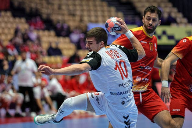 10 Mitev, Marko in action during the match between NORTH MACEDONIA VS ROMANIA, valid for Men s EHF EURO 2026 at Jyske Bank Boxen in Herning on 20 January 2026. Herning Jyske Bank Boxen Herning Denmark Copyright: xIMAGOx xPRIMExSPORTSxIMAGESx xANGELOxMOREIRAx
