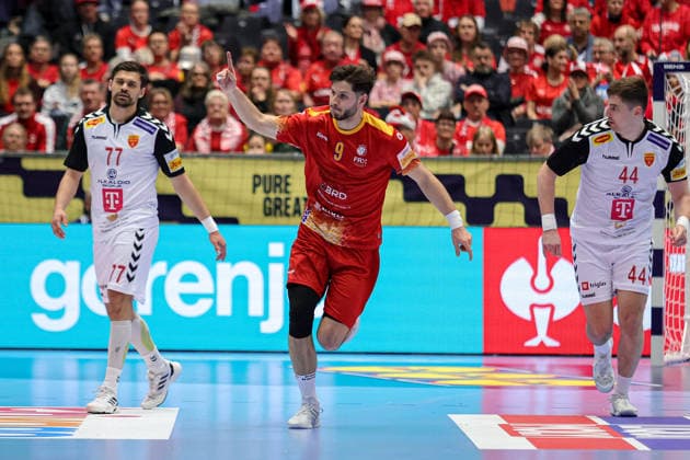 9Grigore, Sorin in action during the match between NORTH MACEDONIA VS ROMANIA, valid for Men s EHF EURO 2026 at Jyske Bank Boxen in Herning on 20 January 2026. Herning Jyske Bank Boxen Herning Denmark Copyright: xIMAGOx xPRIMExSPORTSxIMAGESx xANGELOxMOREIRAx