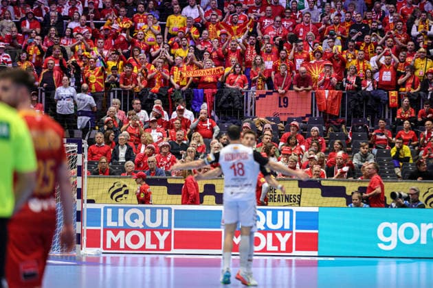 Fans in the Match between NORTH MACEDONIA VS ROMANIA, valid for Men s EHF EURO 2026 at Jyske Bank Boxen in Herning on 20 January 2026. Herning Jyske Bank Boxen Herning Denmark Copyright: xIMAGOx xPRIMExSPORTSxIMAGESx xANGELOxMOREIRAx