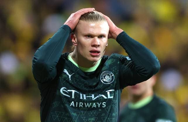 Erling Haaland of Manchester City shows a look of dejection Bodo Glimt v Manchester City, UEFA Champions League, Group Stage, Football, Aspmyra Stadion, Bodo, Norway - 20 Jan 2026Bodo Aspmyra Stadion Norway EDITORIAL USE ONLY No use with unauthorised audio, video, data, fixture lists, club league logos or live services. Online in-match use limited to 120 images, no video emulation. No use in betting, games or single club league player publications. Copyright: xKieranxMcManus Shutterstockx 16348328au