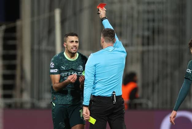 Rodri of Manchester City is sent off Bodo Glimt v Manchester City, UEFA Champions League, Group Stage, Football, Aspmyra Stadion, Bodo, Norway - 20 Jan 2026Bodo Aspmyra Stadion Norway EDITORIAL USE ONLY No use with unauthorised audio, video, data, fixture lists, club league logos or live services. Online in-match use limited to 120 images, no video emulation. No use in betting, games or single club league player publications. Copyright: xKieranxMcManus Shutterstockx 16348328ba