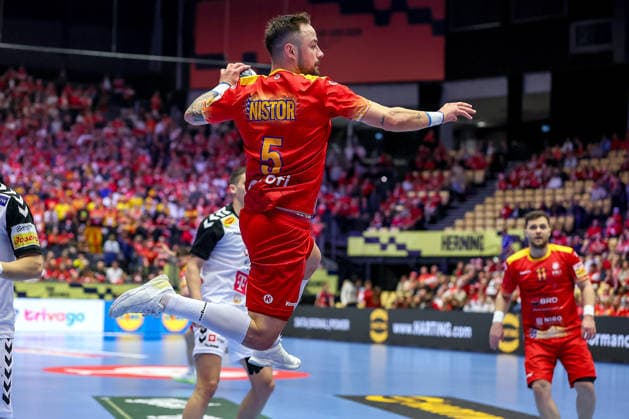 20 01 2026, Handball, Men s EHF EURO 2026, North Macedonia Romania, Jyske Bank Boxen in Herning, Denmark, Preliminary Round Ionut Nistor Ionita Romania 05 Denmark