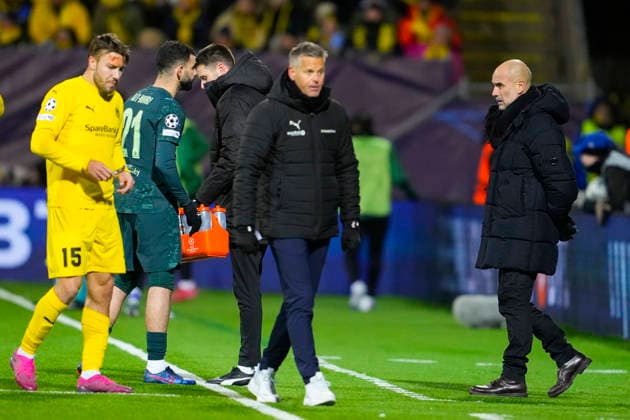 Football, Champions League 2025 2026 Bodo Glimt Manchester City Bodo 20260120 Bodo Glimt s coach Kjetil Knutsen and Manchester City s coach Pep Guardiola in the Champions League football match between Bodo Glimt and Manchester City at Aspmyra Stadium Photo Fredrik Varfjell NTB Bodo Norway EDITORIAL USE ONLY RESTRICTED USE FOR BETTING COMPANIES  Copyright: xFredrikxVarfjellx xNTBx