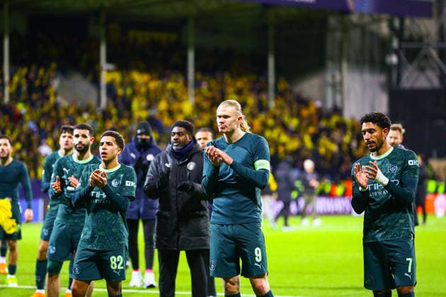 Football, Champions League 2025 2026 Bodo Glimt Manchester City Bodo 20260120 Erling Braut Haaland and the rest of the Manchester City players after the loss in the Champions League football match between Bodo Glimt and Manchester City at Aspmyra Stadium Photo Mats Torbergsen NTB Bodo Norway EDITORIAL USE ONLY RESTRICTED USE FOR BETTING COMPANIES  Copyright: xMatsxTorbergsenx xNTBx
